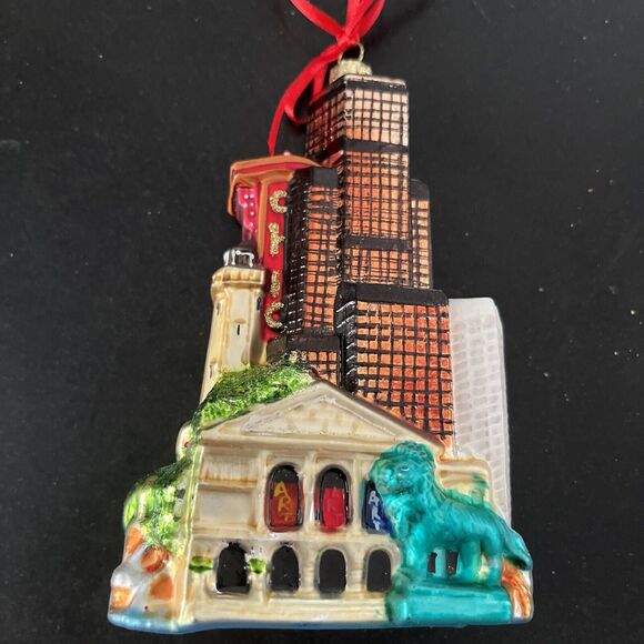EUC Kurt S. Adler Noble Gems City Scapes CHICAGO Glass Christmas Ornament 2014 - Picture 4 of 10